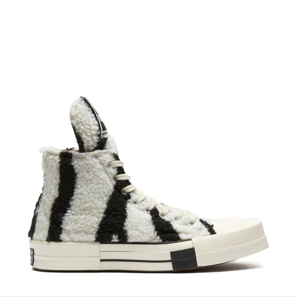 Rick Owens DRKSHDW TURBODRK chuck 70s high zebra sneaker 7 - Picture 2 of 12